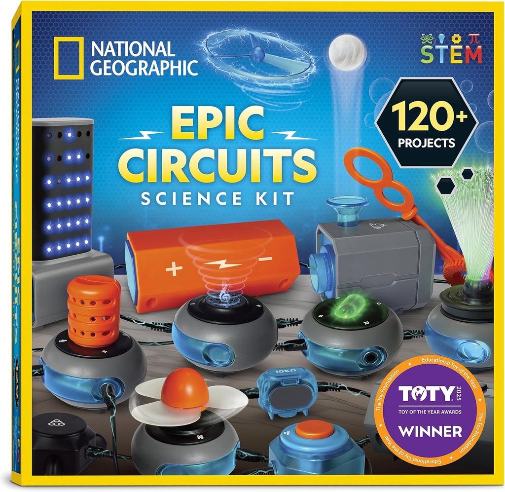 National Geographic Circuit Maker Kit - Elektronikksett for barn med 120 elektriske kretsprosjekter, Elektrisk krets STEM Toy, Elektroniske prosjekter, Elektrisk kretssett for barn, Elektrisk kretssett