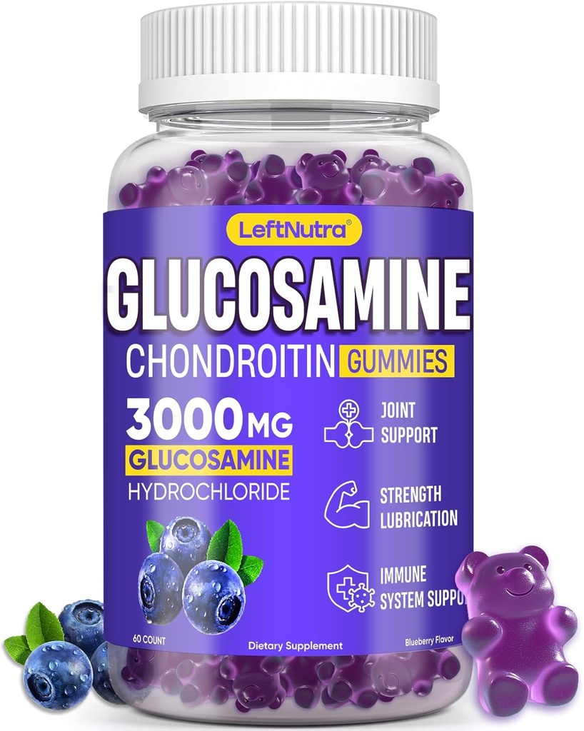 Glukosamine Chondroitin Gummies 3000mg, Advanced Glukosamine Chondroitin Msm, Joint Support Supplement, Antioksidant immun støtte, Bone og felles Fleksibilitet, Styrke og mobilitet, Blåbær Flavor