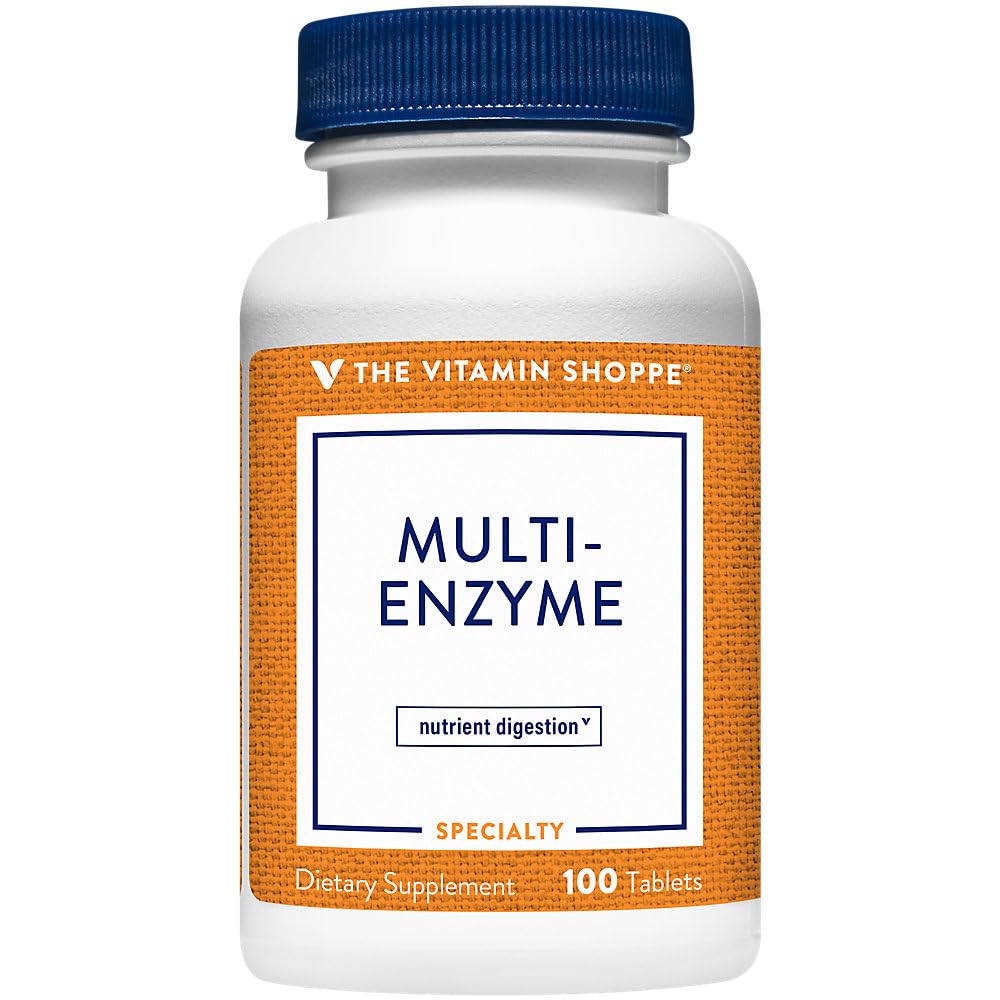 Vitamin Shoppe Multi Enzyme - Hjelper støtte Digestion & Absorpsjon av protein, karbohydrater og fett (100 tabletter)