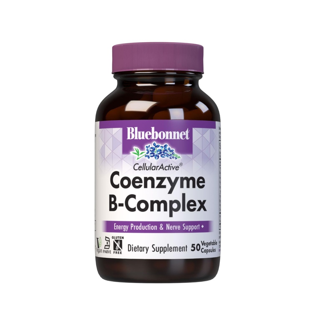 Bluebonnet Ernæring Cellular Active Coenzym B-Complex, Energiproduksjon & Nerve Support*, Vegan, Kosher Certified, Glutenfri, Soya-fri, Dairy-Free, 50 Grønnsaker Kapsler, 50 Servering