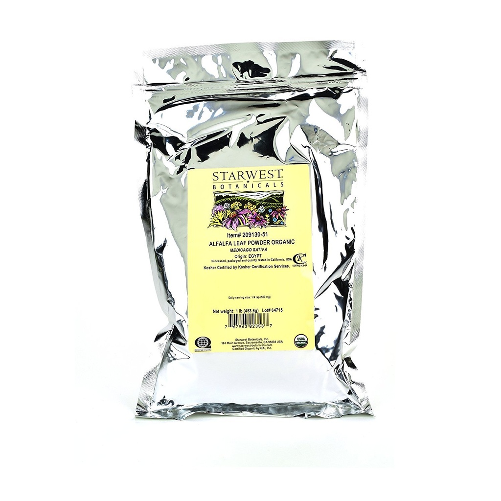 Starwest Botanicals Organisk Egyptisk Alfafa Leaf pulver, 1 pund bulk veske