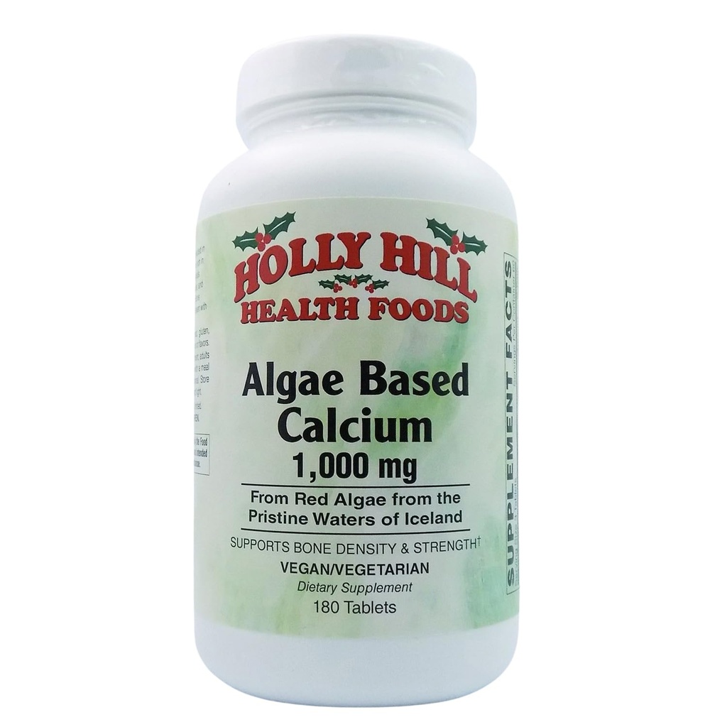 Holly Hill Helse Mat Algae Basert Kalsium 1000 mg, 180 tabletter