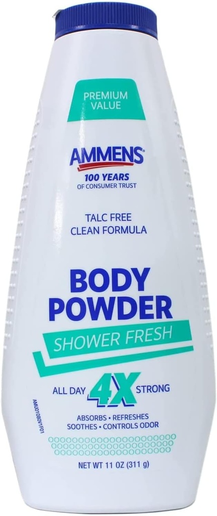 Ammens Medisinert pulver dusj fersk 11 oz (pakke med 2)