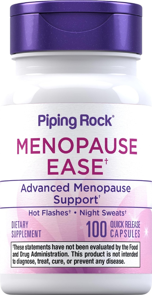 Piping Rock Menopause Supplement for kvinner | 100 kapsler | Advanced Complex Supplement | med Black Cohosh, Rød Clover, Chasteberry | Ikke-GMO, Glutenfri
