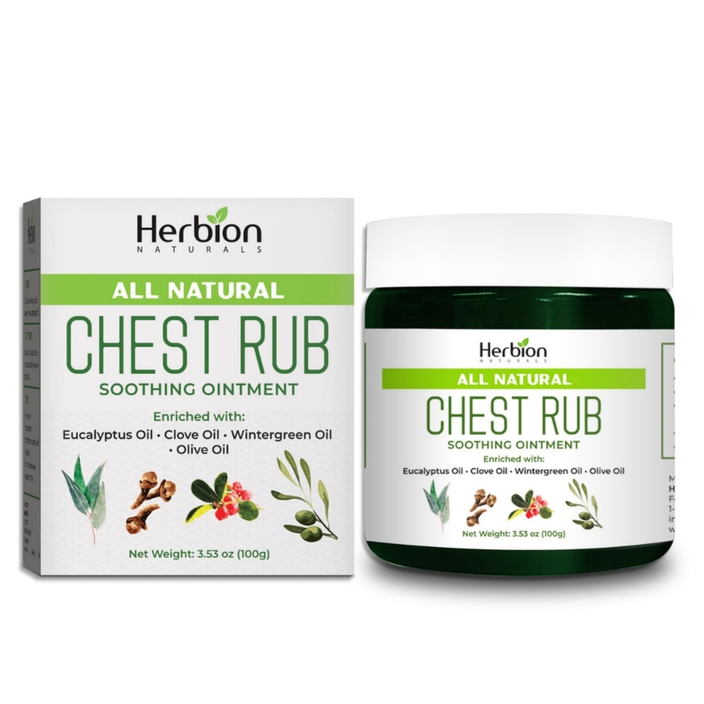 HERBION Naturals Chest Rub - Soothing Ointment med Soothing Vapors for voksne og barn 2+ - lindrer Cough, Cold, Nasal & Chest Congestion - Reduserer muskel- og leddsmerter (3,53 oz (pakke med 1)