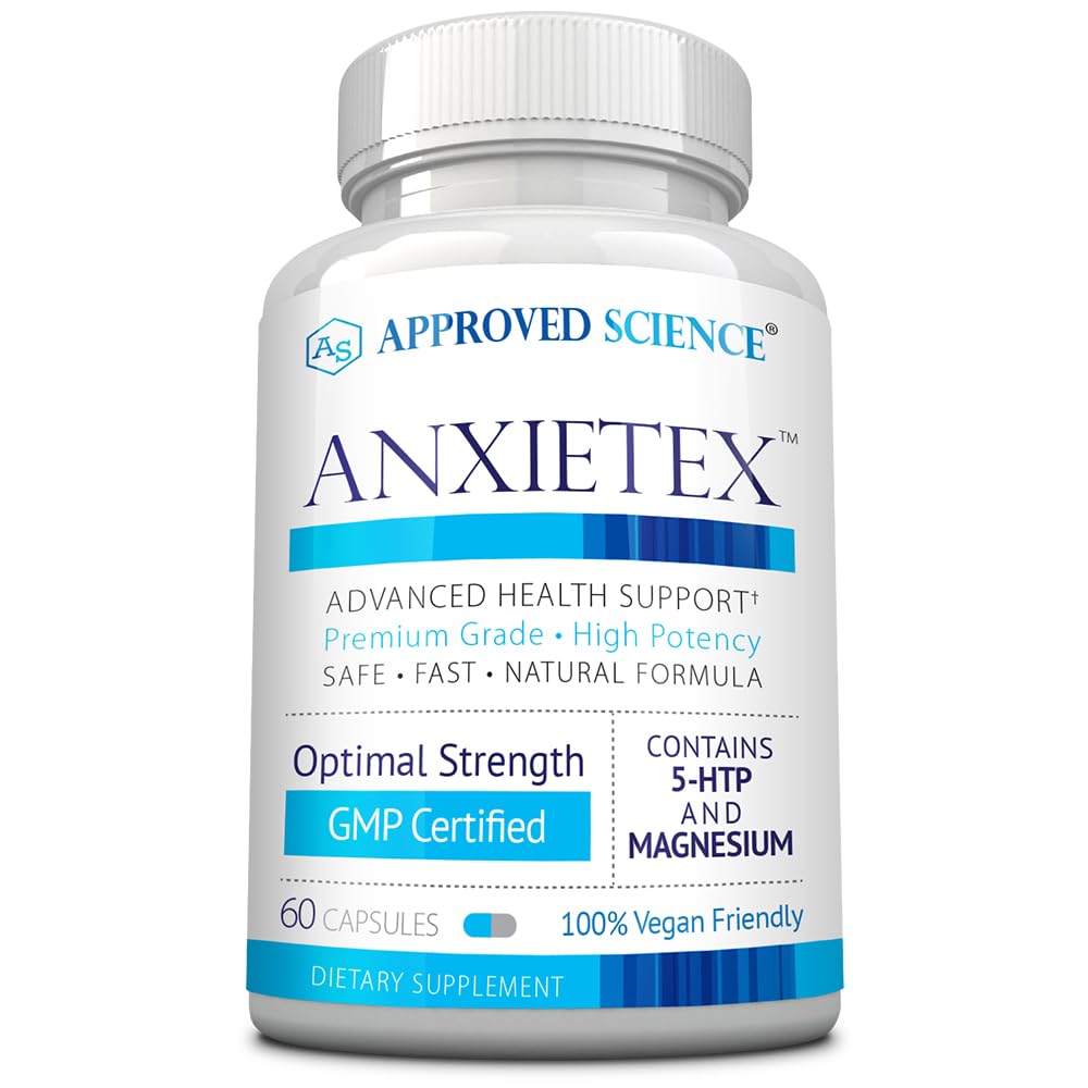 Godkjent vitenskap Anxietex - rolig og avslappende - L-Theanine og magnesium - 60 kapsler - Vegansk Vennlig - 3 måneders forsyning