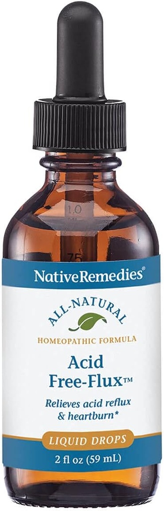 Native Remedies Acid Free-Flux - Naturlig homeopatisk Remedy Temporalt lindrer Heartburn, Nedbrenthet og Discomfort Etter å ha spist - 59 ml