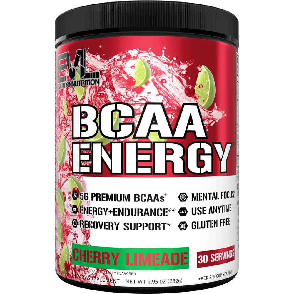 EVL BCAA Aminosyrer pulver - BCAA energi pre trening pulver for muskelgjenvinning lean vekst og utholdenhet - hydrere post trening gjenopprette drikke med naturlig kaffe - Cherry Limeade