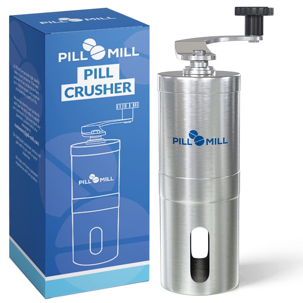 Pill Mill Crusher - Crushes Flere tabletter til et fint pulver - Metal Pill Grinder - Tablett Pulverizer Passer for reise - God fôring Tube bruk og Kjæledyr