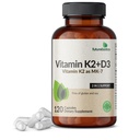 Futurebiotika vitamin K2 (MK7) med D3 Supplement - Ikke-GMO Formula - 5000 IE vitamin D3 & 90 mcg vitamin K2 MK-7, 120 vegetariske kapsler
