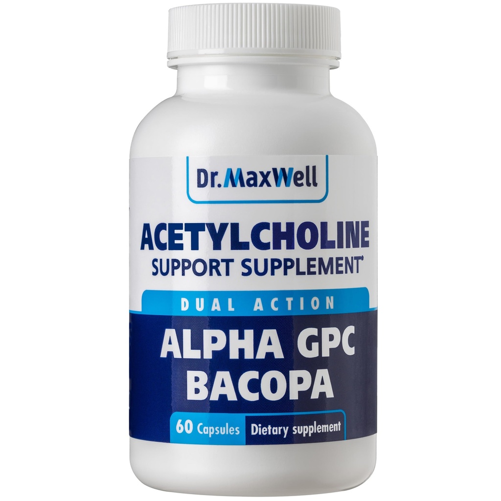 Acetylkolin, Alpha GPC Choline 600 mg + Bacopa, bedre enn hver eneste. Mer pålitelig Acetylkolin (støtter minne og læring) Supplement, 60 kapsler