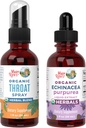 MaryRuth Organics Throat Spray (uslavored) & Echinacea Purpurea Drops | USDA Organic, Clean Label Project Verifisert® | Vitaminer for Throat Relief, Immunitet og generell helse | Vegan, ikke-GMO