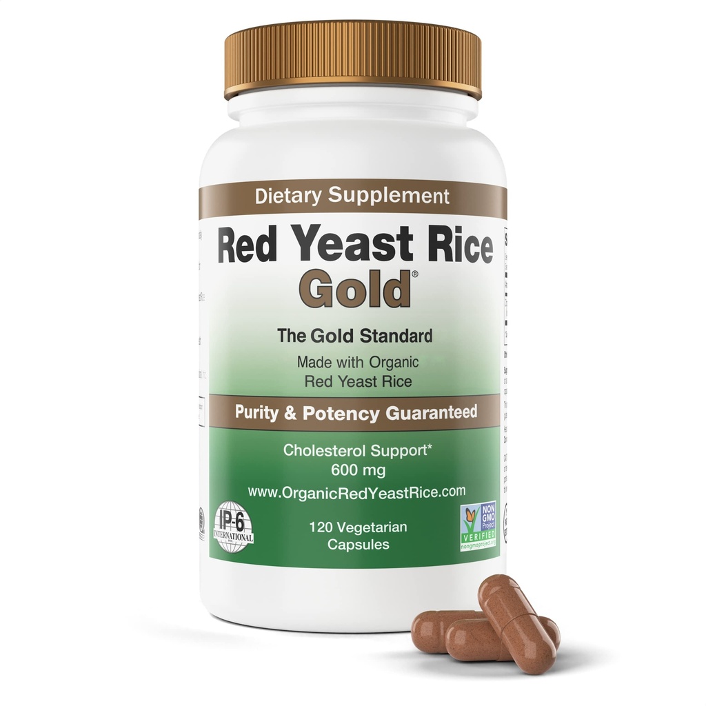 Laget med 600 mg økologisk rød yeast ris - IP6 Internasjonalt - 120 vegetariske kapsler