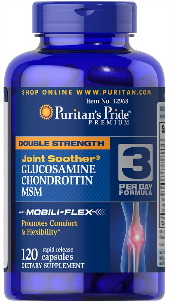 Puritans stolthet Glukosamin, Chondroitin & MSM-3 per dag Formel