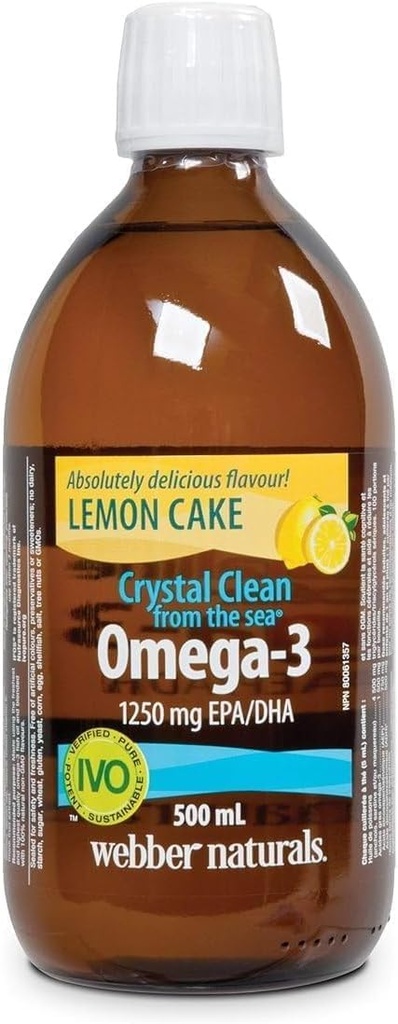 Webber Naturals Ocean ren Omega-3 flytende fiskeolje - Lemon Cake 500 ml