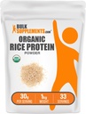 BulkSupplements.com Økologisk Rice Protein pulver - Vegansk Planteprotein, Unflavored - Vegansk & Glutenfri, 30g per servering, 1kg (2,2 lbs) (Pack of 1)