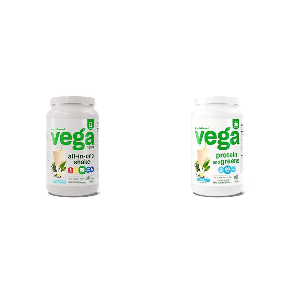 Vega Organic all-in-One Vegan Protein pulver & protein og grønne protein pulver, Vanilla - 20g Plante Basert Protein Plus Veggies