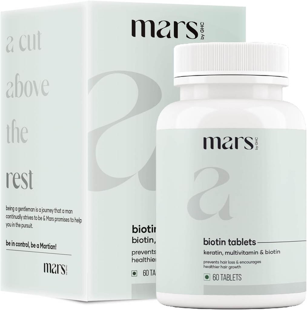 mars av GHC Beard Biotin, fremmer sterkere og tykkere Beard vekst, drevet med vitamin A, vitamin E, vitamin B7, keratin og aminosyrer | 100% vegansk 60 greve (Pack of 1)