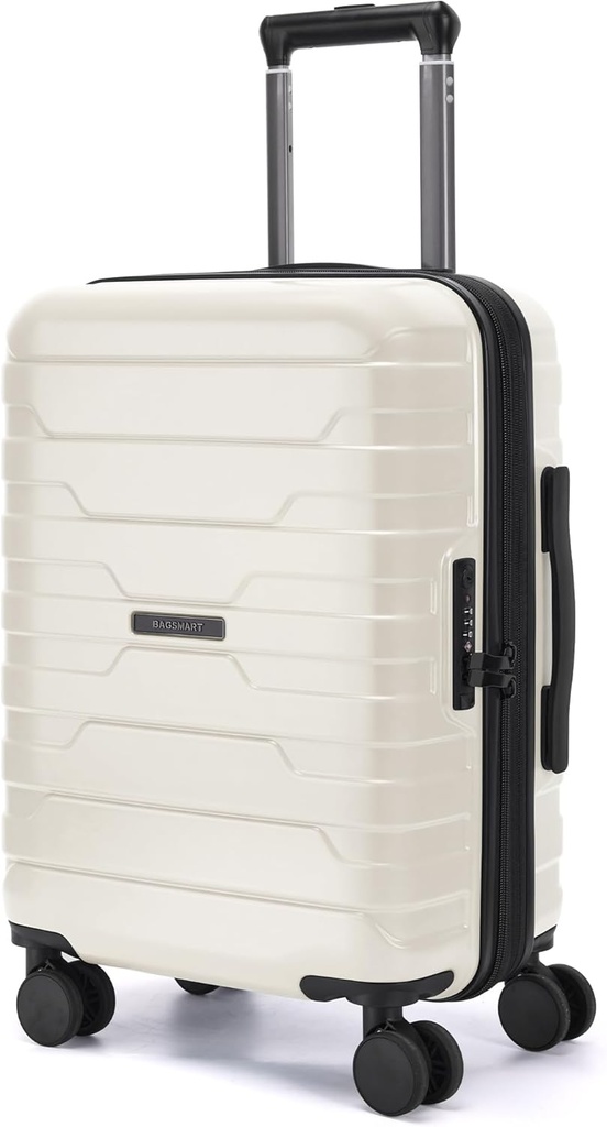 BAGSMART bære på bagasje 22x14x9 Airline godkjent med spinnerhjul, Lightweight 20 tommers bagasje med TSA lås, utvidet hard Shell bære på tilbehør for menn kvinner, hvit