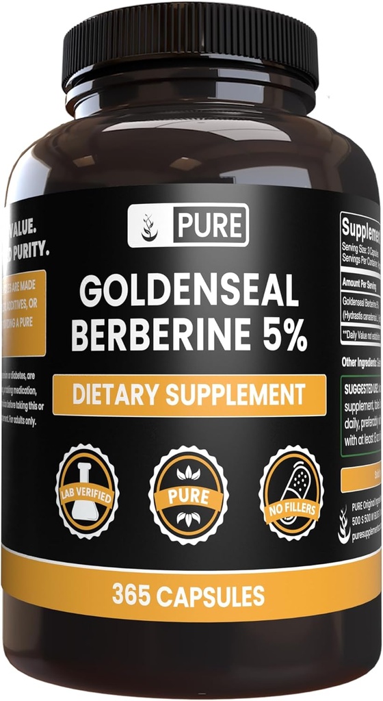 PURE ORIGINAL INGREDIENTS Gyldensegl Berberin Ingen Magnesium eller Rice Fyllere, alltid ren, Lab verifisert (365 greve)