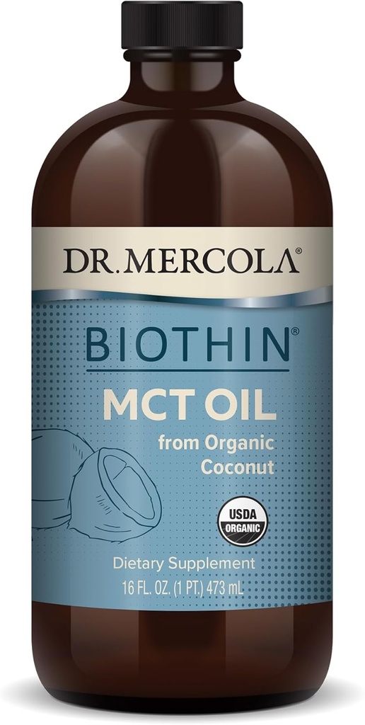 Dr. Mercola Biothin Organic MCT Oil, Om 31 Serveringer (16 Fl. Oz.), Ikke GMO, Glutenfri, Soya Gratis og USDA Organic
