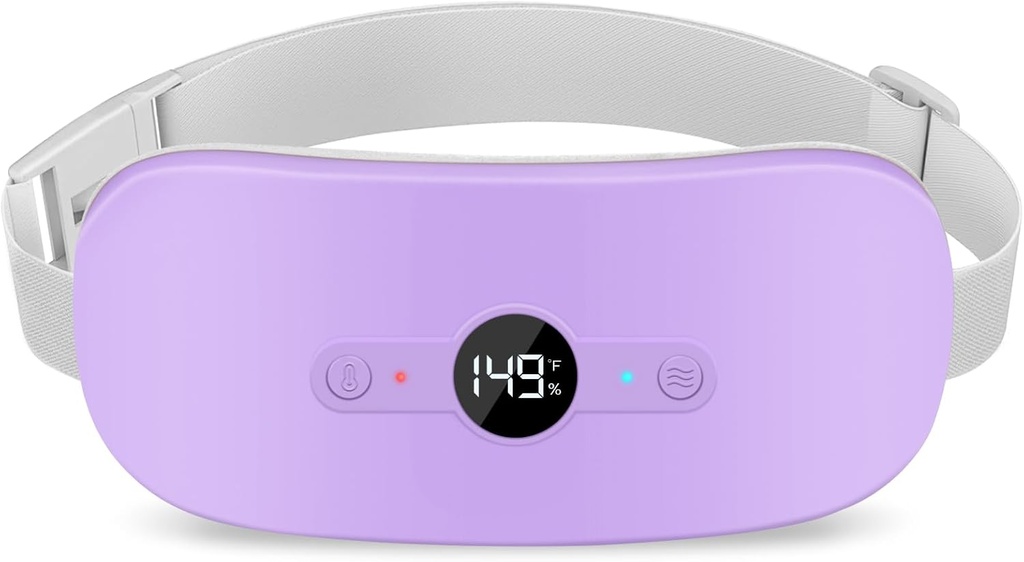 NUWISH Oppvarming Pad for perioden Cramps Smerte Relief, Bærbar elektrisk trådløs varmepad Oppladbar med 6 varmenivå og 6 Massasjemoduser, Julegaver for kvinner Tenåring Jenter, Lilla