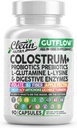 Rent Nutraceuticals Colostrum Supplement Kapsler Probiotika Piller Prebiotika, L-Glutamine, Digestive Enzymer, Folate, Fiber, ACV, Turmeric, Apple Pectin og Turmeric piller