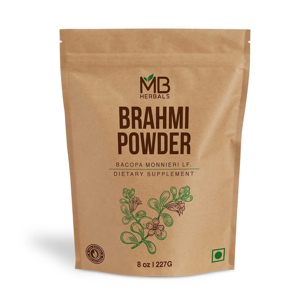 MB Herbals ren brahmi pulver 8 oz | 227g 0.5 lb | Bacopa pulver | Hårpleie