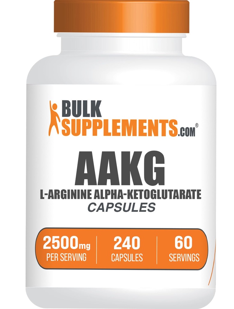 BulkSupplements.com AAKG Kapsler - L-Arginine Supplement, Nitric Oxid Supplement - Glutenfri, 4 Kapsler per servering, 240 Count (Pack of 1)