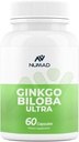 NUMAD Ginseng (600mg) + Ginkgo Biloba (120mg) 60 Kapsler Ekstra styrke Nootropics Brain Support Supplement for minne og fokus