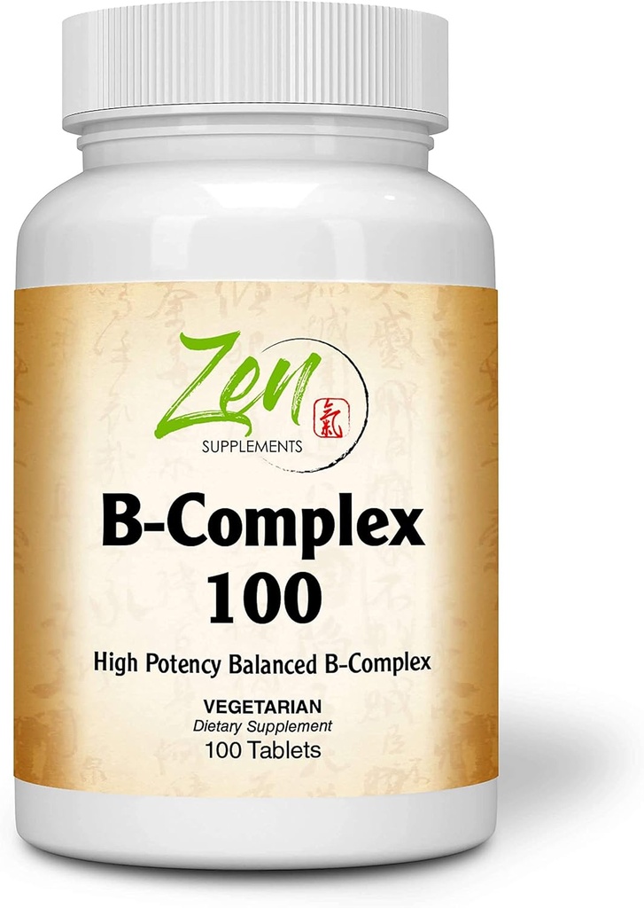 Advanced B Complex Vitamin Supplement - Full-Spectrum B Vitamin Supplement med folsyre, Biotin, Inositol - Støtte Immun og Cardio Helse, Energimetabolisme - 100 tabletter