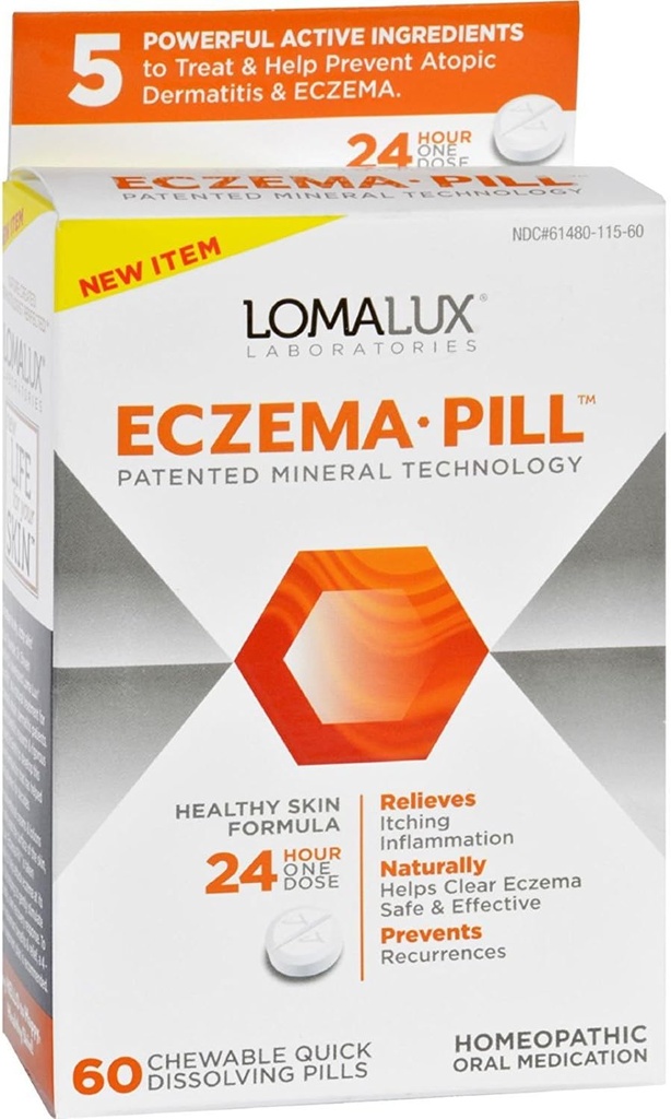 Loma Lux Laboratories Acne Eczema - Chewable - rask oppløsning - 60 greve - Glutenfri - Yeast Free-Weat Gratis