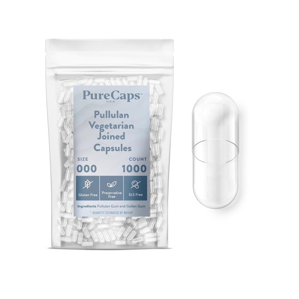 PureCaps USA - Tom vegetarisk Vegan Pullulan Pullulan piller størrelse 000 |  Join Registrert ikke-GMO SLS, Gluten, Preservativ Gratis