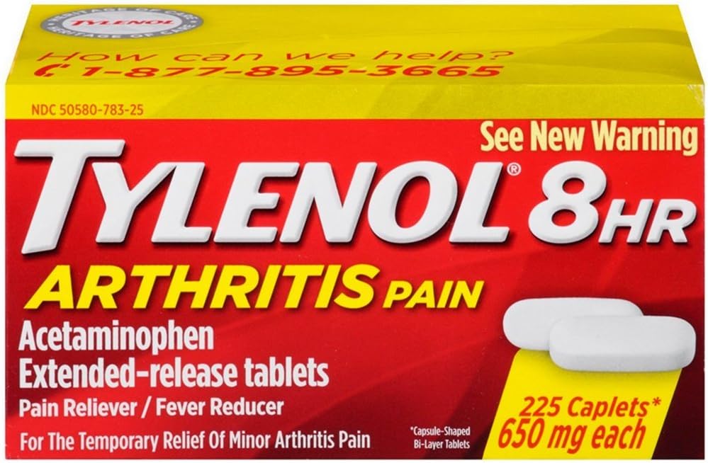 Tylenol 8 timers artritt smertefri feber Redusert utvidet frigjøring kaplet, 225 teller