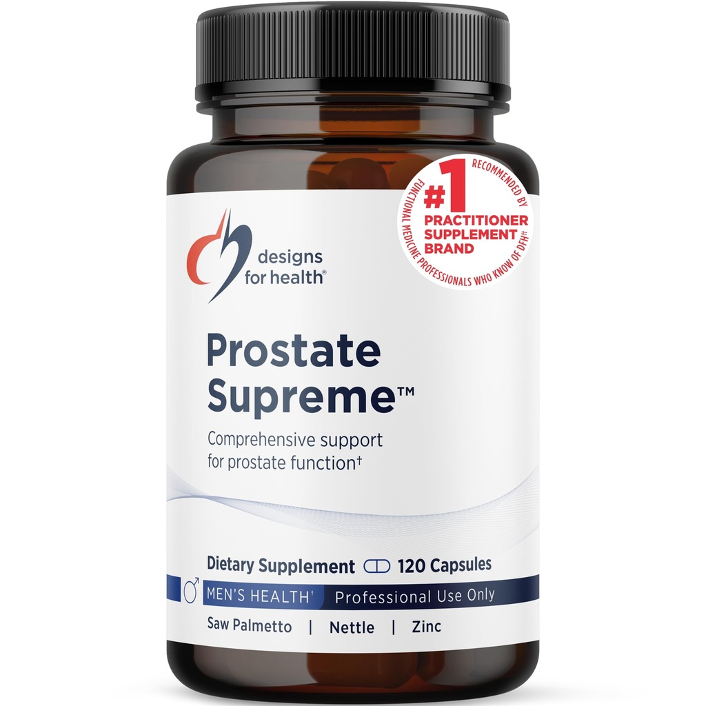 Designs for Helse så Palmetto Prostata Supplement for menn - Prostata Supreme with Saw Palmetto, DIM, Vitaminer, Nettle, Zink + Chrysin - Ikke-GMO, Soja Gratis (120 Kapsler)
