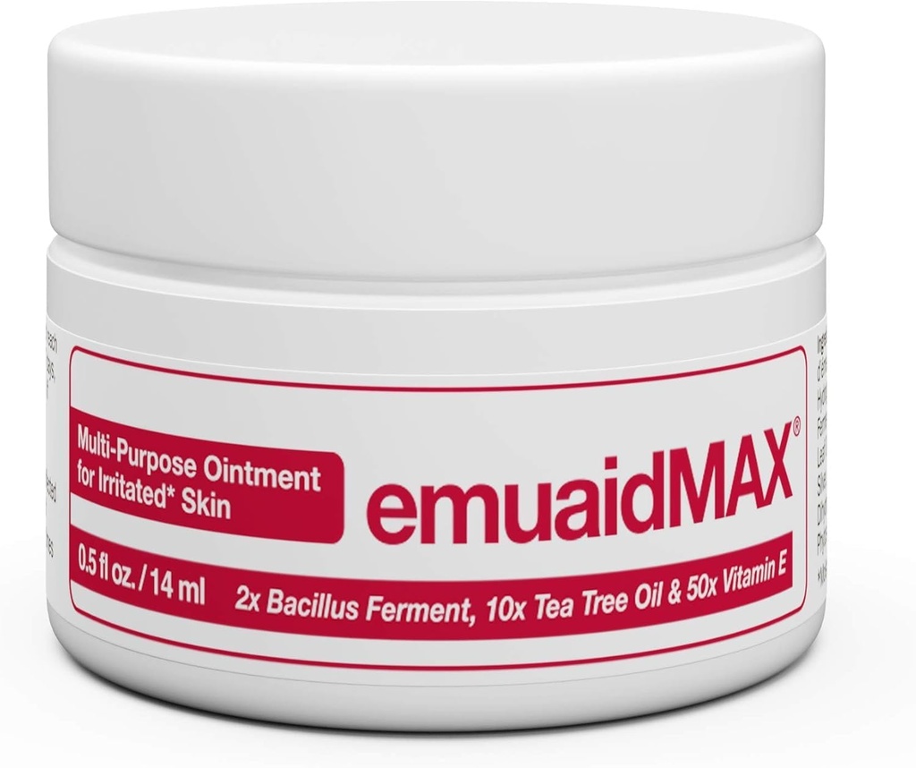 emuaid EMUAIDMAX Ointment for kløende hud, maksimal styrkebehandling for atleters fot, psoriasis, Jock kløe, utslett, eksem, kalde sår, blemmer og Yeast-infeksjon, 0,5oz