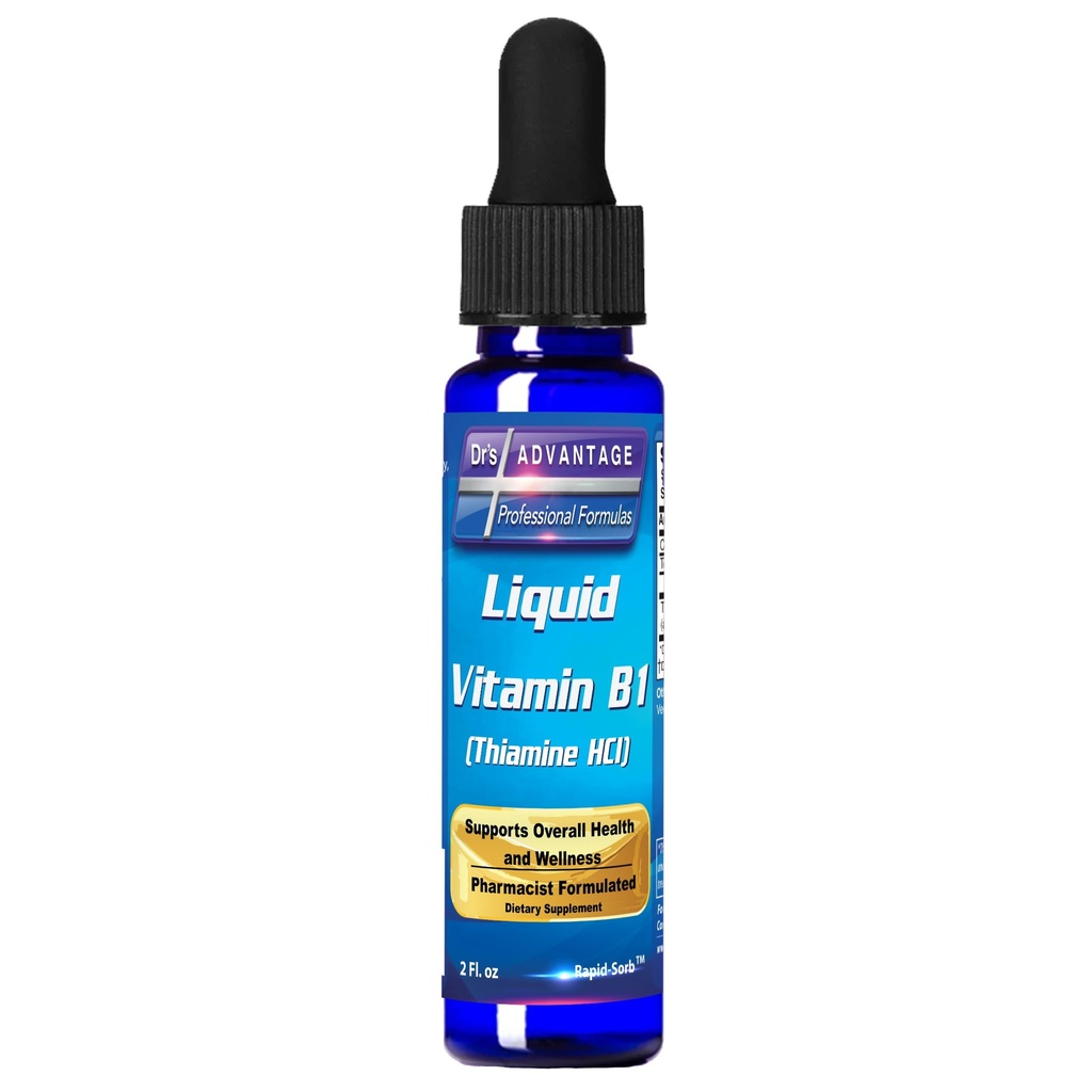 Drs Advantage flytende vitamin B1 Dropper 2oz - Thiamine B1 Supplement for energistøtte - essensielle B1 vitaminer - fremmer metabolisme og nervesystem helse