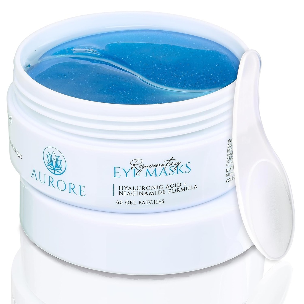 AURORE Under Øyelapper med hyaluronsyre, kollagen, niacinamid - for Puffy Øye, Mørke sirkler, Wrinkles, Fine Lines - Hydrating & Brightening, 30 par (60 gel flekker) - Rejuvening Øyemasker