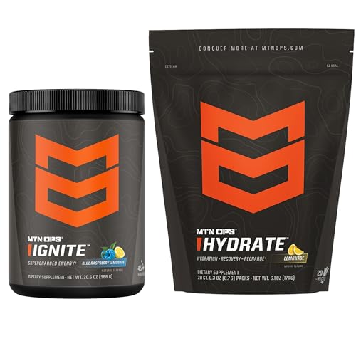 MTN OPS Ignite Blå Bringebær Lemonade + Hydrate Lemonade Bundle