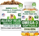 Allergi Relief + Omega 3 Bundle - Anti-Itch Skin & Coat Supplement + Skin Allergi - Omega 3 Fish Oil + EPA & DHA Fatty Acids - Kløe & Paw Licking + Joint Health - 120 Chews + 180 Softgels - Laget i USA