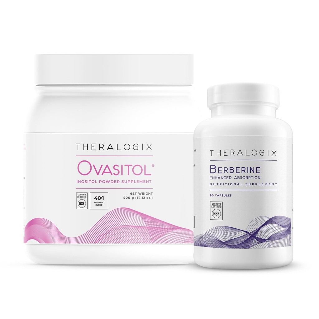 Theralogix Ovasitol Inositol Canister + Berberine Forbedret Absorpsjon Bundle, 14.12 Ounce & 90 Count (Pack of 2)