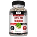Kaya Naturals Rød Panax Ginseng + Ginkgo Biloba - Nootropic Brain Supplement - Kognitiv og konsentrasjonsstøtte - Brain Booster, Fokus og minne Supplement - 60 Kapsler