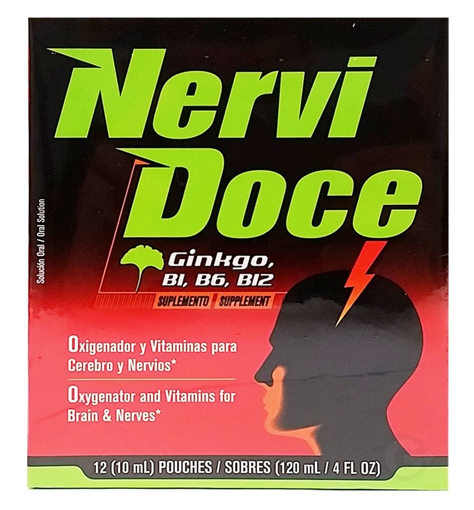 Nervidoce Multivitamin 12 Count Pouches - med Ginkgo Biloba og B kompleks