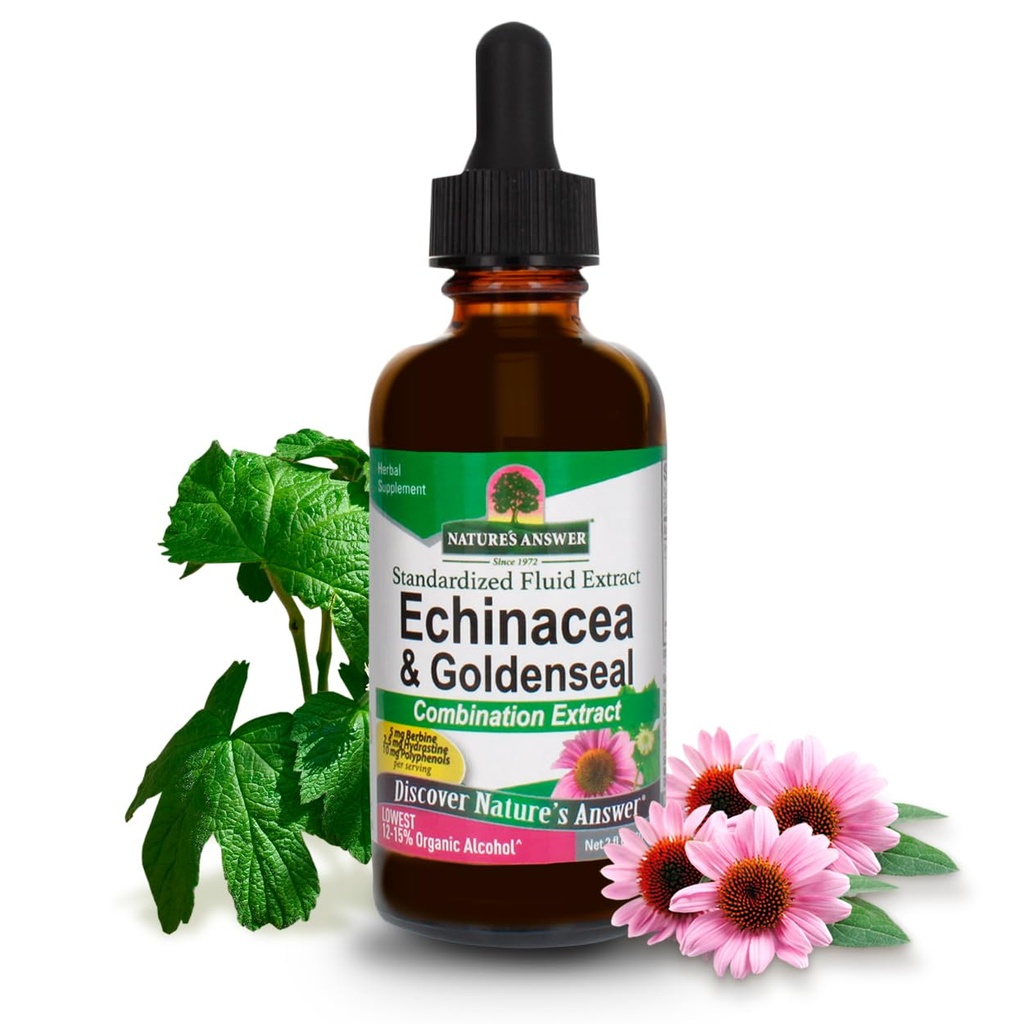 Naturens svar Echinacea & Goldenseal med økologisk alkohol, 2-flødig ovner