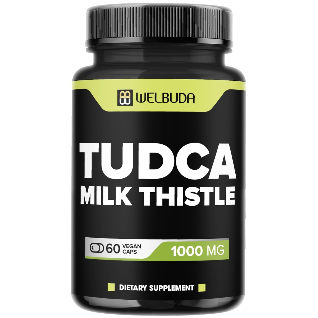 WELBUDA 1000mg Tudca Supplement med Melk Thistle ekstrakt - 60 Vegan Capsules - Støtte for immunsystem, Digestion helse, kroppsrensing og hjerne helse