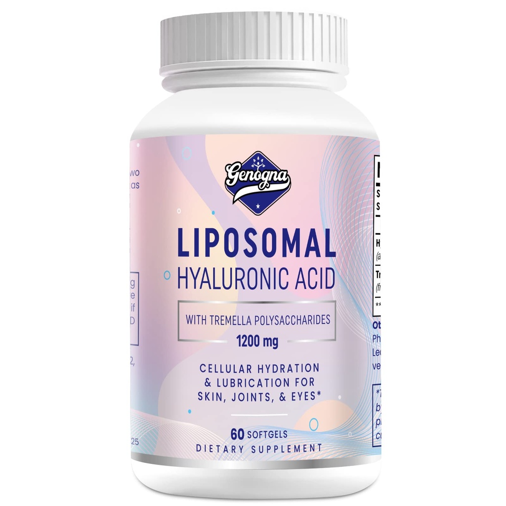 Liposomal hyaluronsyre Supplement 1000 mg-høy Biotilgjengelige Diett Hyaluronsyre Capsules med Tremella polysakkarider, Dobbelt styrke huden Hydration,Joint Lubrication,1Pack
