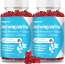 2 Pack Ashwagandha Gummier med L-theanine, Ashwa Root Supplement Gummy for kvinner menn, 120 Blandet Berry Flavored Gummies