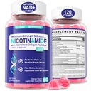 2 Pack - Nikotinamid 500mg Gummies, NAD + Supplement for kvinner og menn w / collagen Peptides, (Flush Free Niacin) Vitamin B3 Niacinamide for anti-Aging, NAD+ Nivåer, Lengde, Fokus og hjerne, Sukkerfri