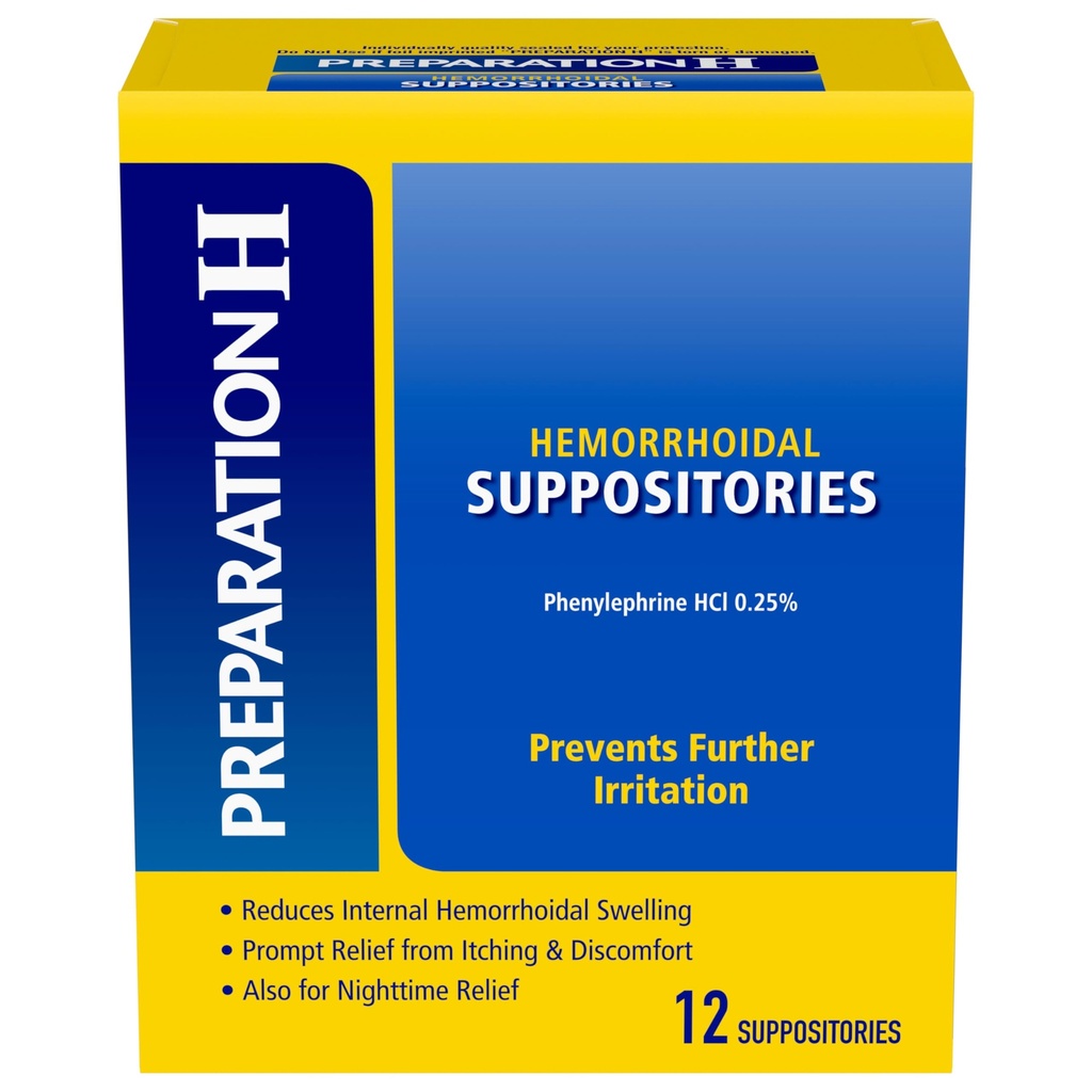Forberedelse H Hemorroid Suppositories For kløe og discomfort Relief - 12 greve (pakke av 1)