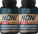 10in1 Noni Capsules - 4 måneders forsyning med eldrebær, Boswellia, turmerisk, ginger og mer - støtte muskel, felles, digestiv og immun - 2 pakker 60 vegansk kapsler, ikke-GMO & glutenfri